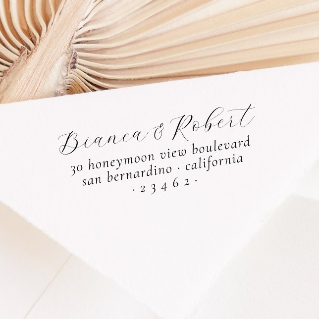 Simple Handwritten Couple Names Return Address Self-inking Stamp (Rubber Stamp Mock-up)