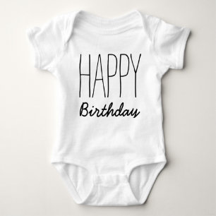 Simple Handwritten Happy Birthday Baby Bodysuit