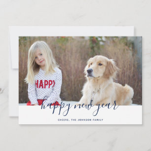 Simple Handwritten Happy New Year Photo Card