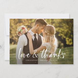 Simple Handwritten Love Thanks Photo Wedding Thank You Card