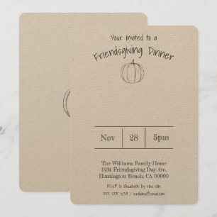 Simple Handwritten Pumpkin Friendsgiving Dinner Invitation