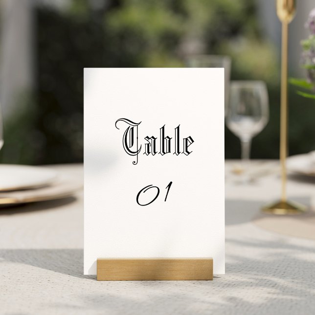 Simple Handwritten Rustic Gothic Wedding Black Table Number (Creator Uploaded)