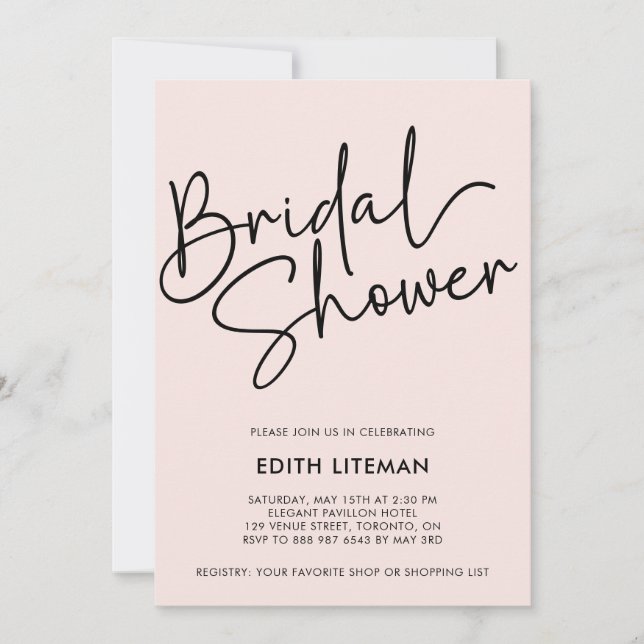 Simple Handwritten Script Elegant Pink PHOTO Invitation (Front)