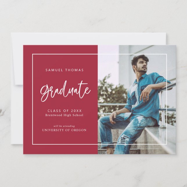 Simple Handwritten Script Graduation Announcement (Front)