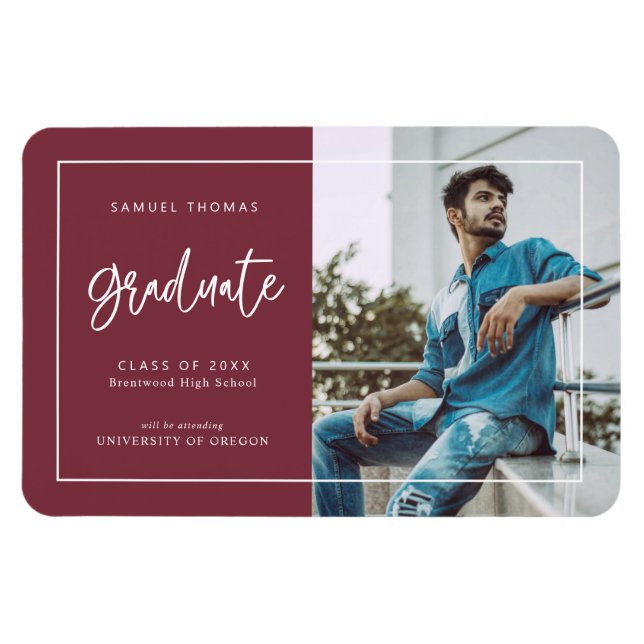 Simple Handwritten Script Graduation Announcement Magnet (Horizontal)