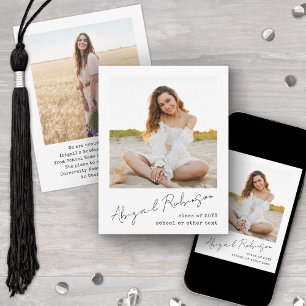 Simple Handwritten Script Name 2 Photo Typewriter Announcement