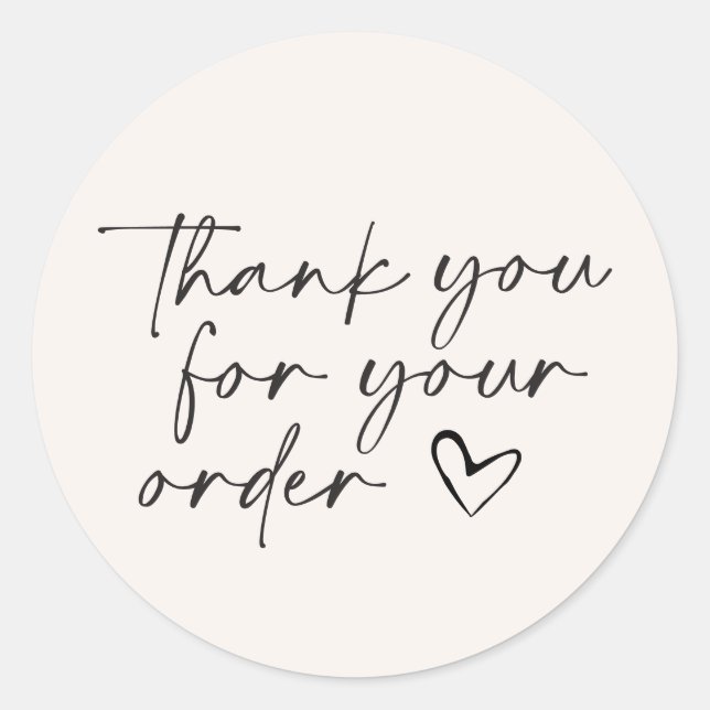 Simple Handwritten Script Thank You Heart Classic Round Sticker (Front)