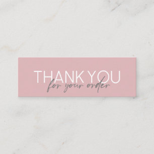 Simple Handwritten Script Thank You Pink Mini Business Card