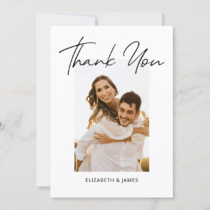 Simple Handwritten Thank You Photo Wedding Card