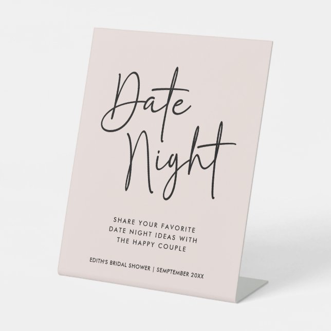 Simple Handwritten Typography Date Night Jar Sign (Front)