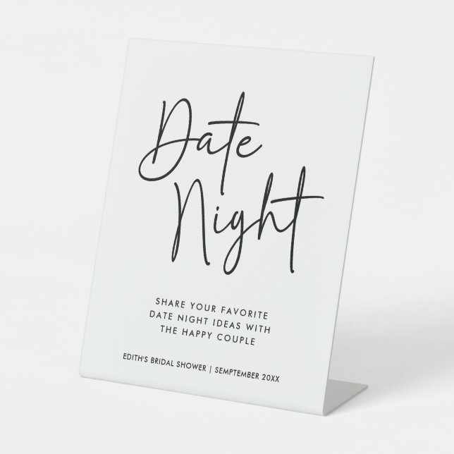 Simple Handwritten Typography Date Night Jar Sign (Front)