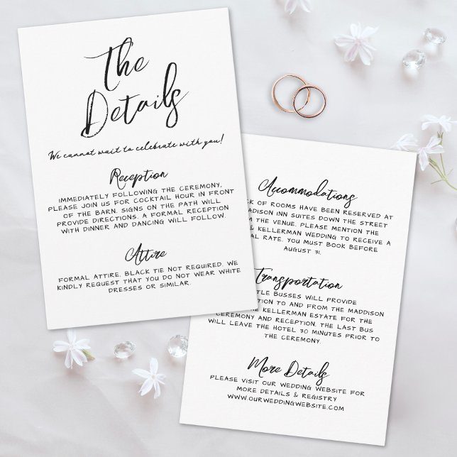 Simple Handwritten Whimsical Wedding Details Enclosure Card (Simple Handwritten Whimsical Wedding Details Enclosure Card)
