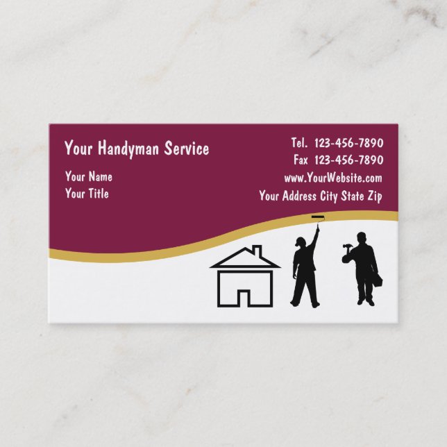 Simple Handyman Business Cards (Front)