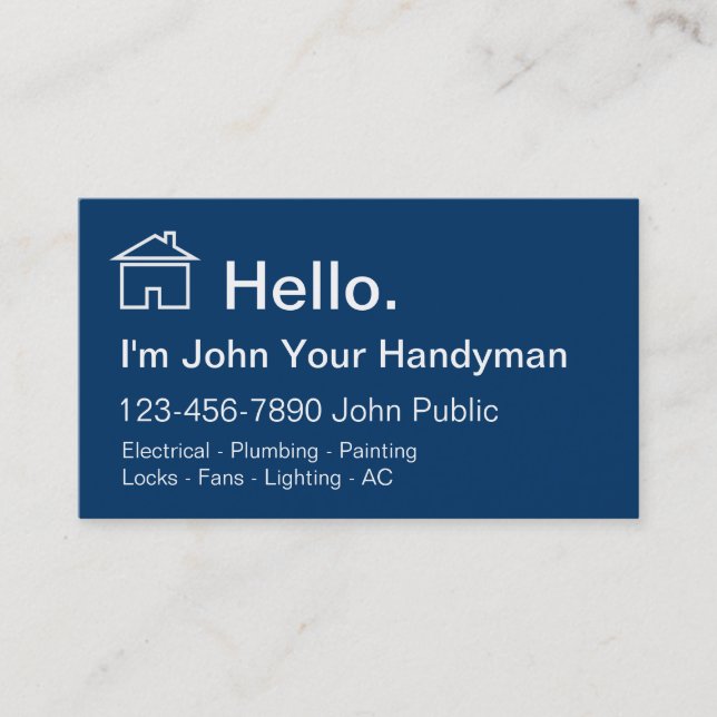 Simple Handyman Business Cards (Front)