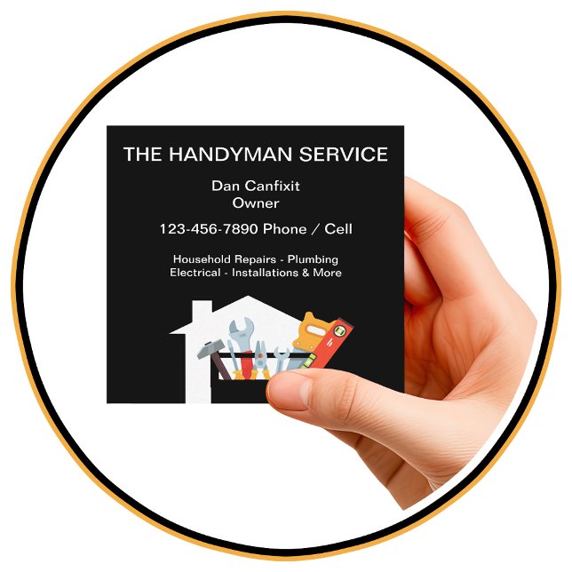 Simple Handyman Service Square Business Card (Creator Uploaded)