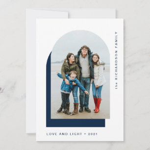 Simple Hanukkah Arch   Modern Two Photo Holiday Card