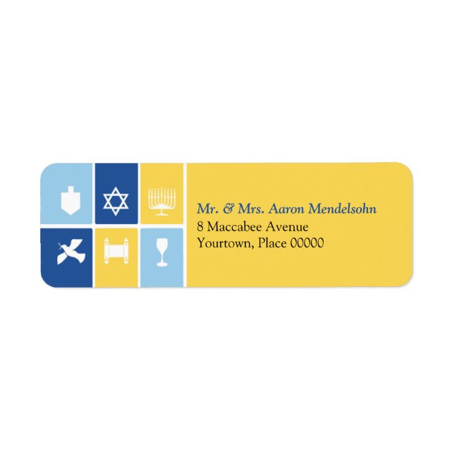 Simple Hanukkah Icons Return Address Label (Front)