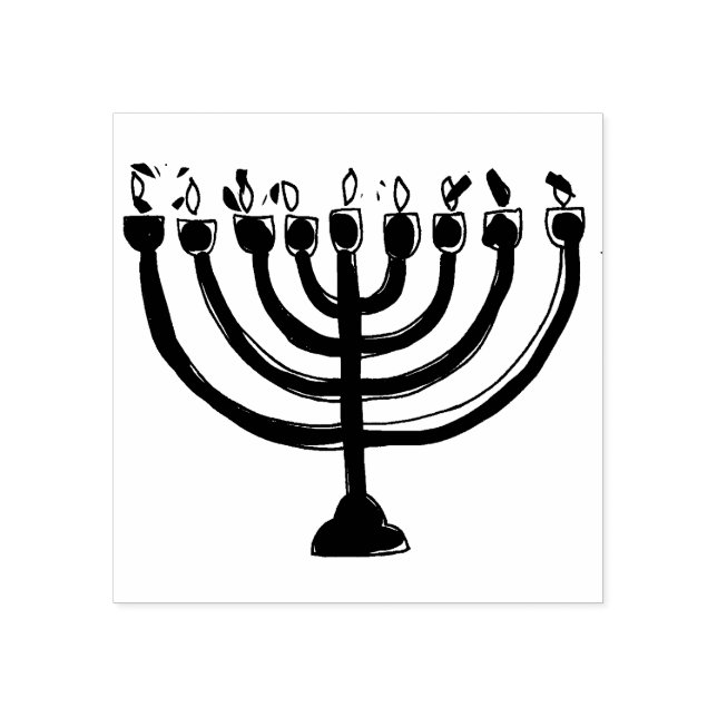 Simple Hanukkah Menorah Candelabra Rubber Stamp (Imprint)