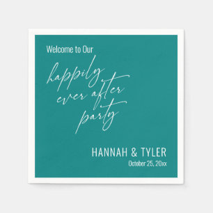 Simple Happily Ever After Party Bold Teal Napkin