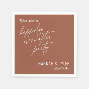 Simple Happily Ever After Party Terracotta Napkin