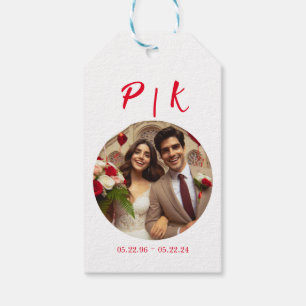 Simple Happy Anniversary Spanish White Photo Gift Tags