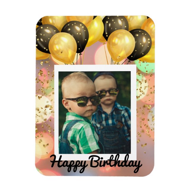 Simple Happy Birthday Add Photo Text Personalised  Magnet (Vertical)