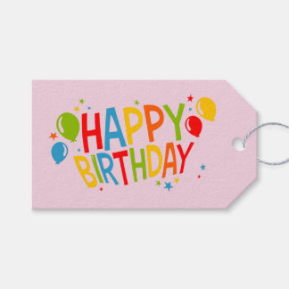 SImple Happy Birthday Gift Tag with Balloons