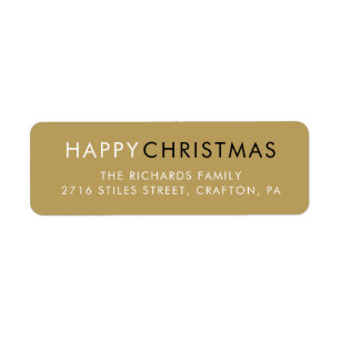 Simple Happy Christmas Modern Gold Return Address Label