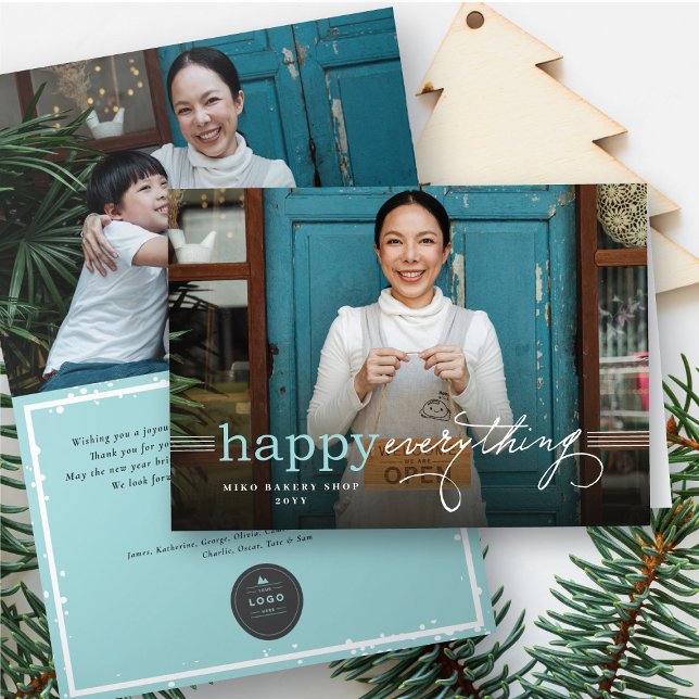 Simple Happy Everything Modern Photo Business Holiday Card (Creator Uploaded)