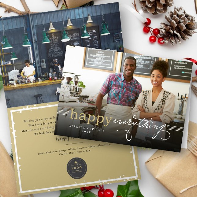 Simple Happy Everything Modern Photo Business Holiday Card (Creator Uploaded)