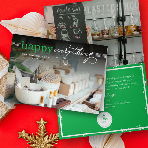 Simple Happy Everything Modern Photo Business Holiday Card