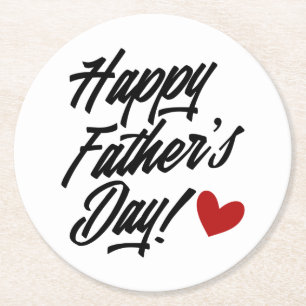 Simple Happy Father's Day Calligraphy   Coaster