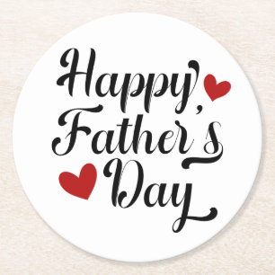 Simple Happy Father's Day Calligraphy Coaster