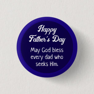 Simple Happy Father's Day Dad Prayer Dark Blue 3 Cm Round Badge