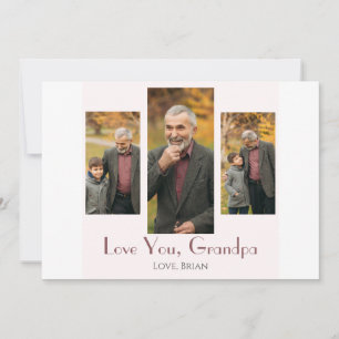 simple Happy Father's day, grandpa three photo Holiday Card