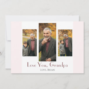simple Happy Father's day, grandpa three photo Holiday Card