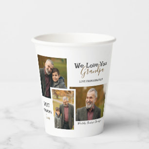 simple Happy Father's day, grandpa Three photo Paper Cups