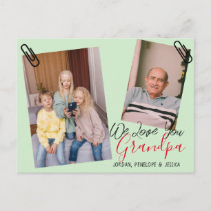 simple Happy Father's day, grandpa two photo   Holiday Postcard