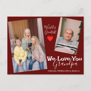simple Happy Father's day, grandpa two photo   Holiday Postcard