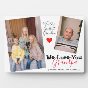 simple Happy Father's day, grandpa two photo Plaque