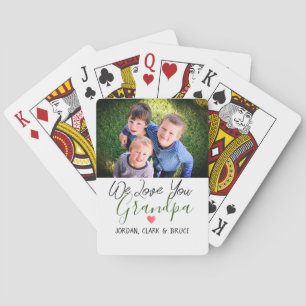 simple Happy Father's day, grandpa two photo Playing Cards