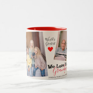 simple Happy Father's day, grandpa two photo Two-Tone Coffee Mug