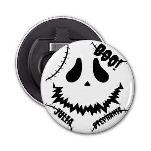 Simple Happy Halloween Boo family and friends Name Bottle Opener