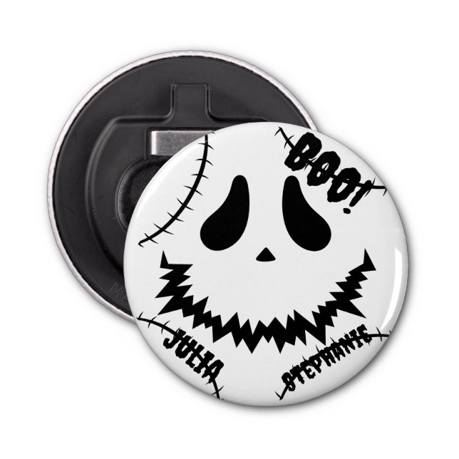 Simple Happy Halloween Boo family and friends Name Bottle Opener (Front)