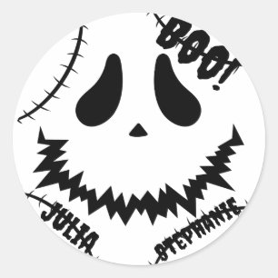 Simple Happy Halloween Boo family and friends Name Classic Round Sticker