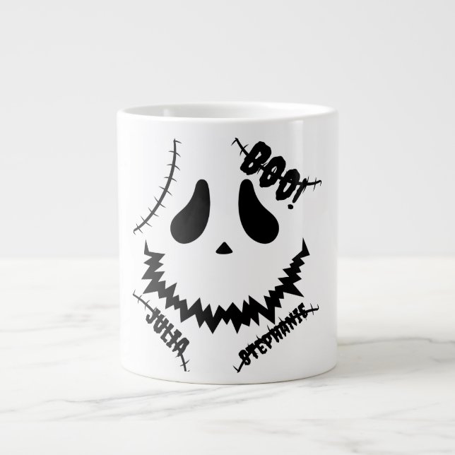Simple Happy Halloween Boo family and friends Name Large Coffee Mug (Front)