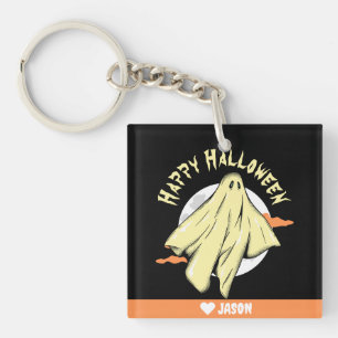 Simple Happy Halloween boo spooky ghost Key Ring