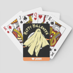 Simple Happy Halloween boo spooky ghost Playing Cards