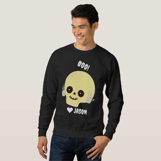 Simple Happy Halloween boo spooky pumpkin Sweatshirt (Front Full)