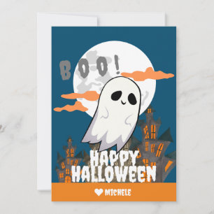 Simple Happy Halloween ghost family and friends Card